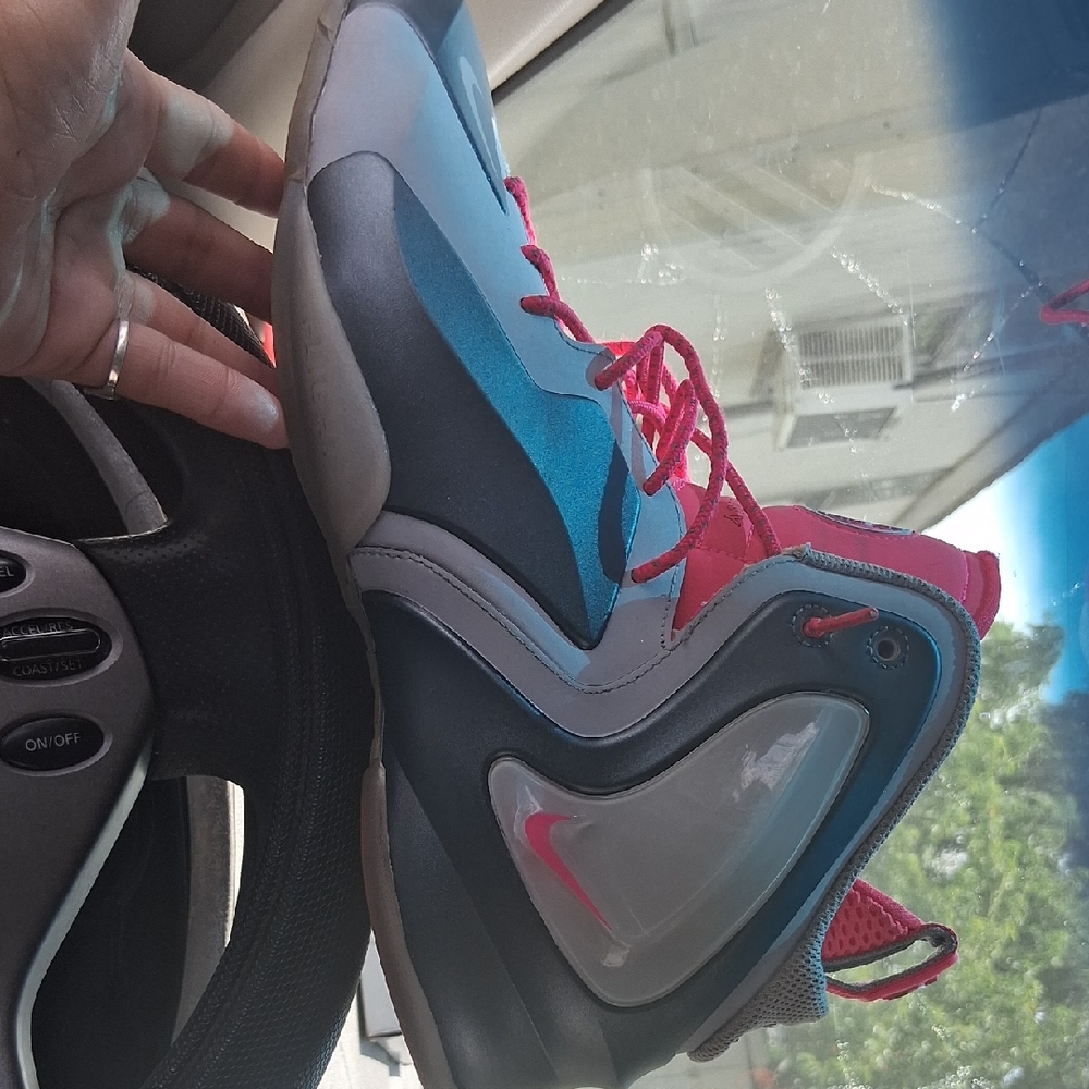 Nike High-Top Sneakers with Blue and Pink Highlights